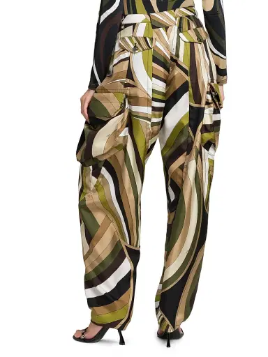 Pucci Women's Silk Cigarette Trousers - Khaki | Thumbnail 5 Pucci Women's Silk Cigarette Trousers - Khaki | Thumbnail 5