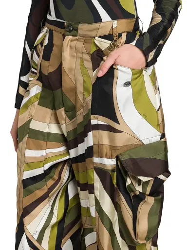 Pucci Women's Silk Cigarette Trousers - Khaki | Thumbnail 6 Pucci Women's Silk Cigarette Trousers - Khaki | Thumbnail 6