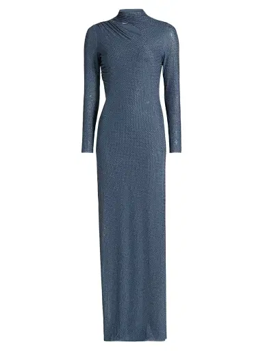Self-Portrait Women's Rhinestone Gathered Gown - Blue | Thumbnail 1 Self-Portrait Women's Rhinestone Gathered Gown - Blue | Thumbnail 1