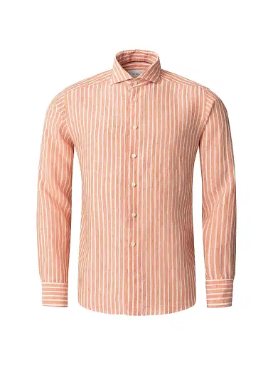 Eton Men's Slim-Fit Striped Linen Shirt - Orange - Size 17.5 | Thumbnail 1 Eton Men's Slim-Fit Striped Linen Shirt - Orange - Size 17.5 | Thumbnail 1