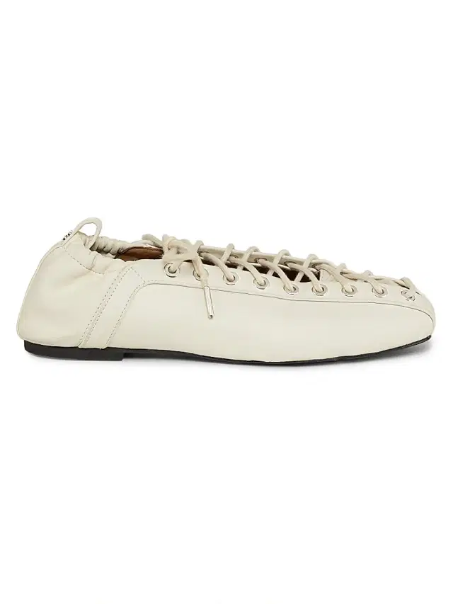 Women's Eyelets Lace-Up Ballet Flats - Egret