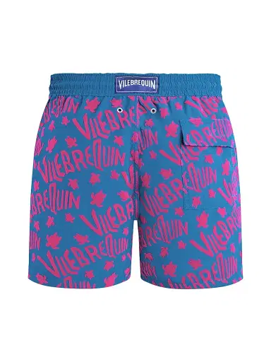Vilebrequin Men's Ronde des Tortues Logo Flock Swim Shorts - Paon - Size XL | Thumbnail 2