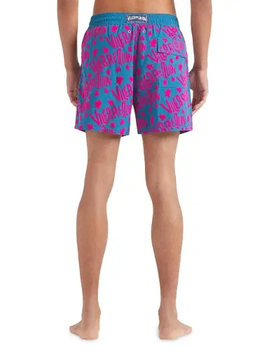 Vilebrequin Men's Ronde des Tortues Logo Flock Swim Shorts - Paon - Size XL | Thumbnail 4