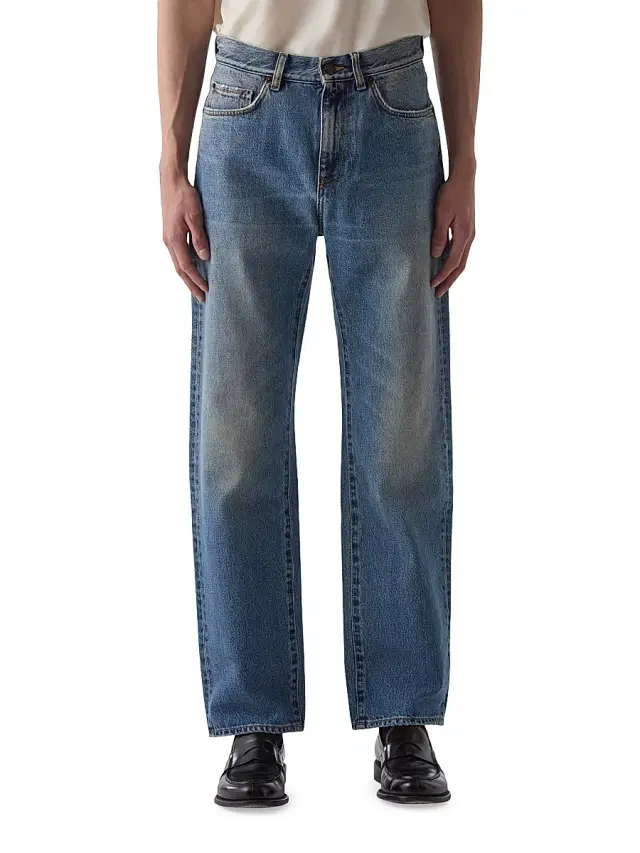 Men's Washed-Denim Mid-Rise Straight-Leg Jeans - Vintage Blue