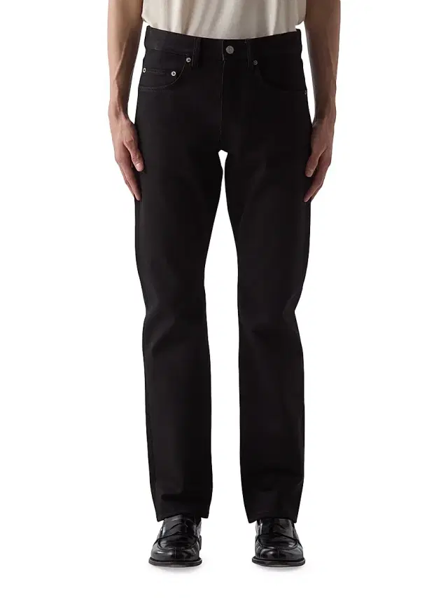 Men's Stretch-Denim Mid-Rise Straight-Leg Jeans - Black Black - Size 38