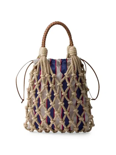 Prada Women's Noué Medium Cotton Macramé Shoulder Bag | Thumbnail 4 Prada Women's Noué Medium Cotton Macramé Shoulder Bag | Thumbnail 4