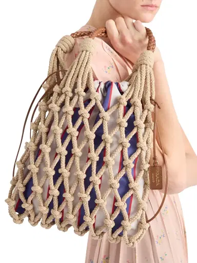 Prada Women's Noué Medium Cotton Macramé Shoulder Bag | Thumbnail 7 Prada Women's Noué Medium Cotton Macramé Shoulder Bag | Thumbnail 7