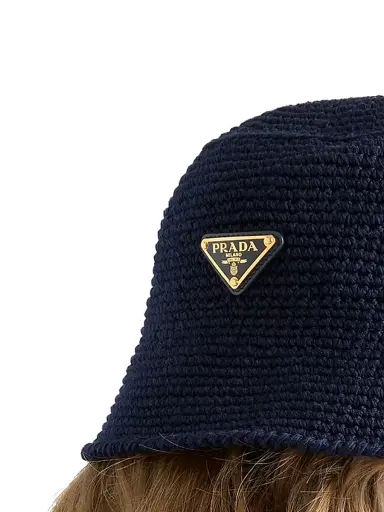 Prada Women's Crochet Bucket Hat - Blue | Thumbnail 2