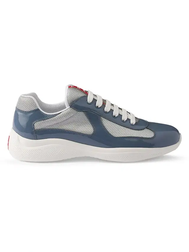Men's Patent Leather and Technical Fabric  America's Cup Sneakers - Fog Blue