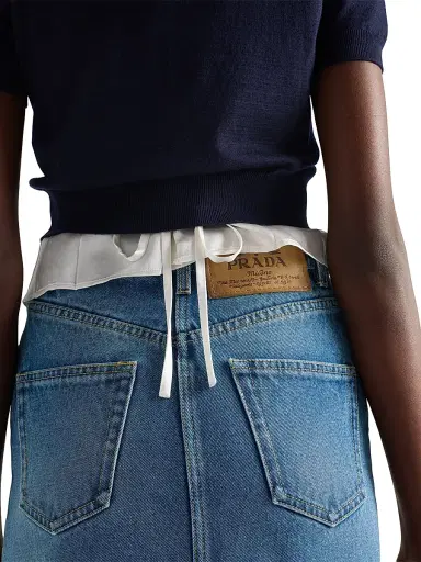 Prada Women's Flared Denim Skirt - Blue - Size 6 | Thumbnail 5