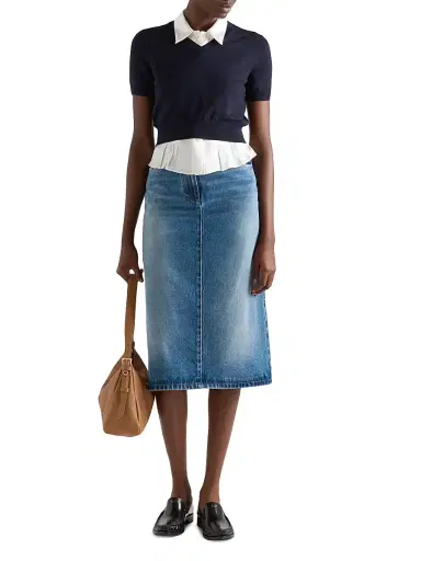 Prada Women's Flared Denim Skirt - Blue - Size 6 | Thumbnail 6