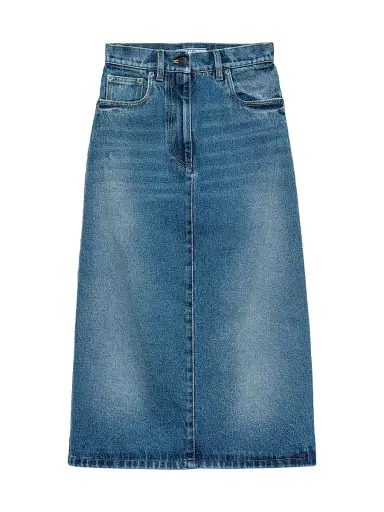 Prada Women's Flared Denim Skirt - Blue - Size 6 | Thumbnail 1