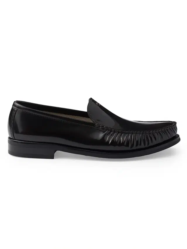 Men's Brushed Leather Loafers - Brown Black