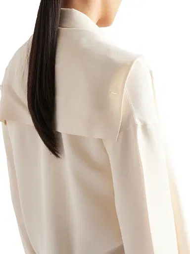 Prada Women's Silk Broadcloth Shirt - Beige Khaki | Thumbnail 5