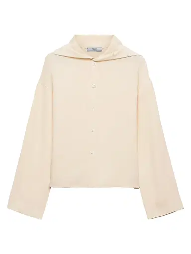 Prada Women's Silk Broadcloth Shirt - Beige Khaki | Thumbnail 1