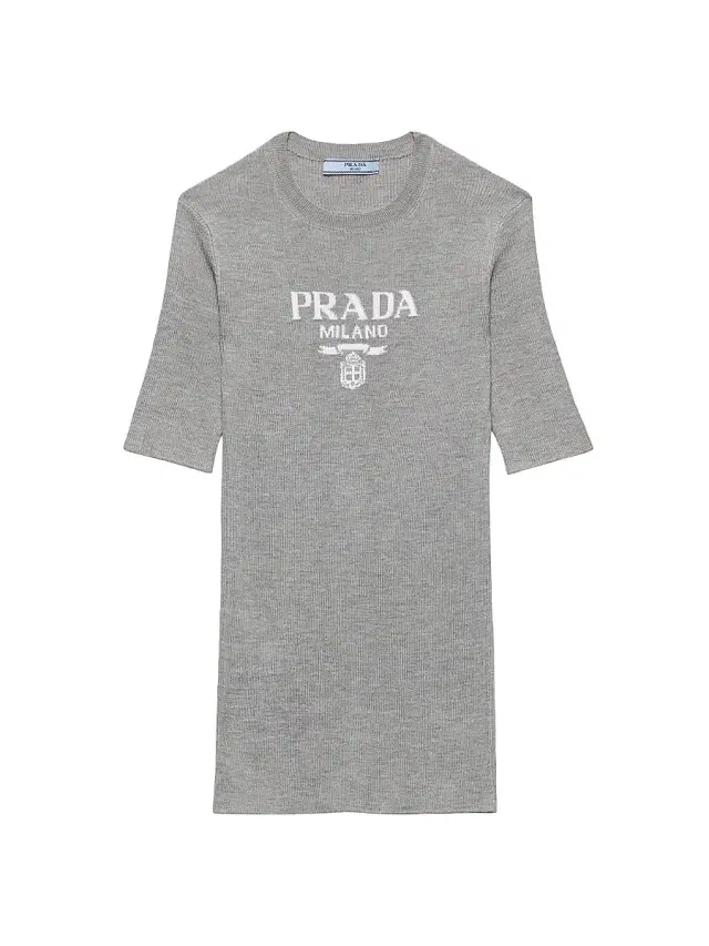 Women's Silk Crewneck Sweater with Logo - Grey