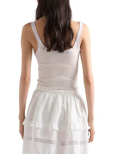 Prada Women's Ribbed Cotton Top - White - Size 8 | Thumbnail 3