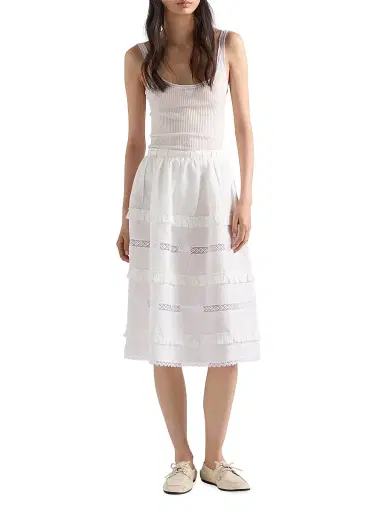 Prada Women's Ribbed Cotton Top - White - Size 8 | Thumbnail 5