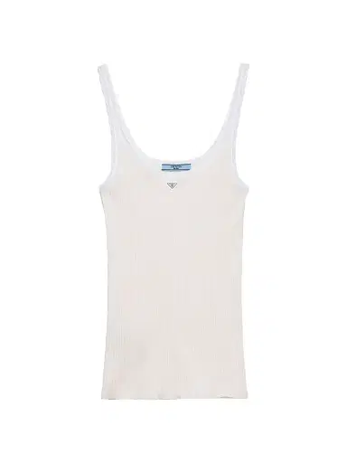 Prada Women's Ribbed Cotton Top - White - Size 8 | Thumbnail 1