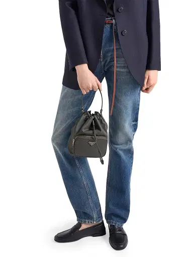 Prada Women's Duet Re-Nylon Bucket Bag - Grey | Thumbnail 3