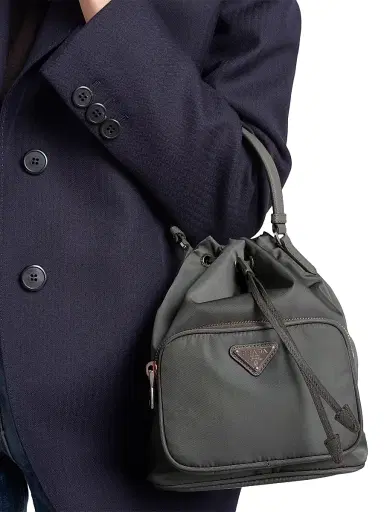 Prada Women's Duet Re-Nylon Bucket Bag - Grey | Thumbnail 4
