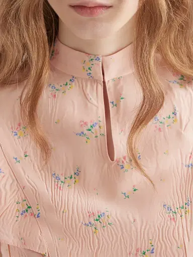 Prada Women's Floral Print Pongé Top - Pink | Thumbnail 5