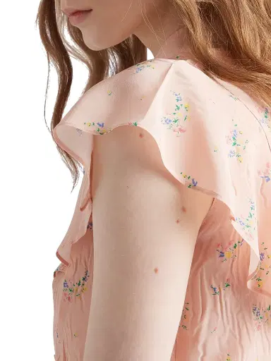 Prada Women's Floral Print Pongé Top - Pink | Thumbnail 6