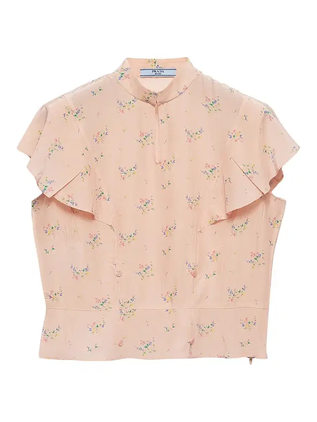 Women's Floral Print Pongé Top - Pink