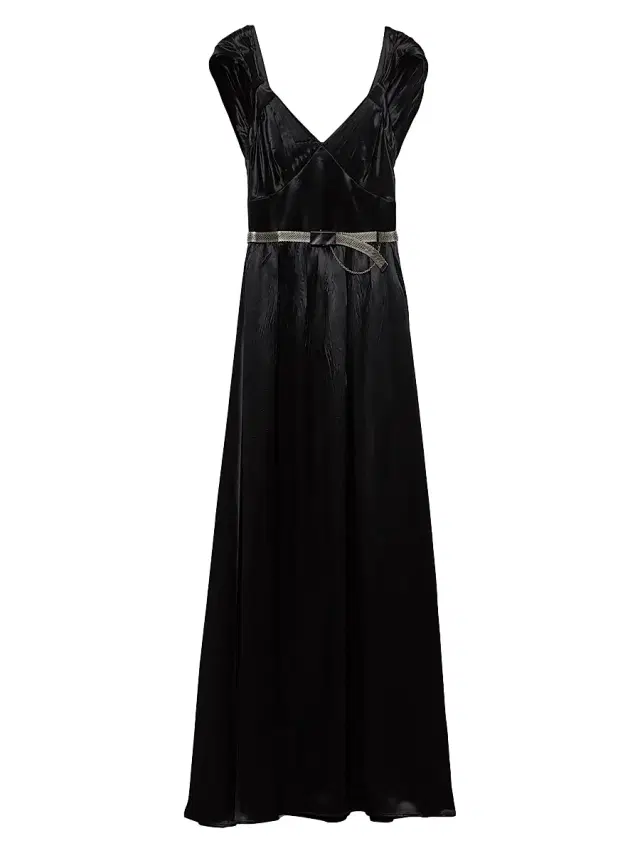 Women's Long Satin Dress - Black