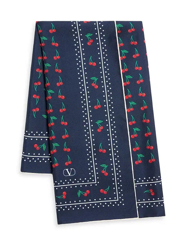 Valentino Garavani Women's Cherryfic Silk Scarf - Blue Red