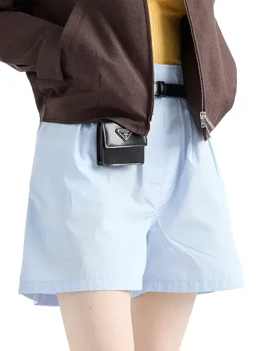 Prada Women's Cotton Poplin Shorts - Blue | Thumbnail 3