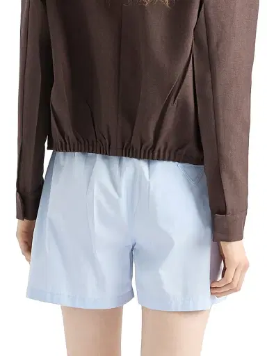 Prada Women's Cotton Poplin Shorts - Blue | Thumbnail 4