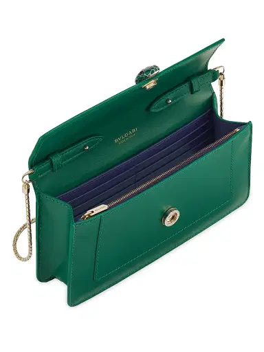 BVLGARI Women's Serpenti Leather Chain Wallet - Emerald Green | Thumbnail 3