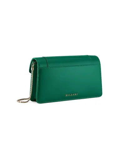 BVLGARI Women's Serpenti Leather Chain Wallet - Emerald Green | Thumbnail 4