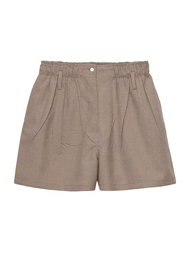 Women's Mouliné Wool Shorts - Beige Khaki