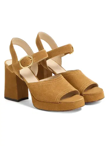 Valentino Garavani Women's Fawcette Platform Crust Leather 100MM Sandals - Havana Beige - Size 11.5 | Thumbnail 2 Valentino Garavani Women's Fawcette Platform Crust Leather 100MM Sandals - Havana Beige - Size 11.5 | Thumbnail 2