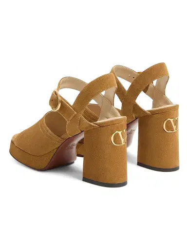 Valentino Garavani Women's Fawcette Platform Crust Leather 100MM Sandals - Havana Beige - Size 11.5 | Thumbnail 3 Valentino Garavani Women's Fawcette Platform Crust Leather 100MM Sandals - Havana Beige - Size 11.5 | Thumbnail 3