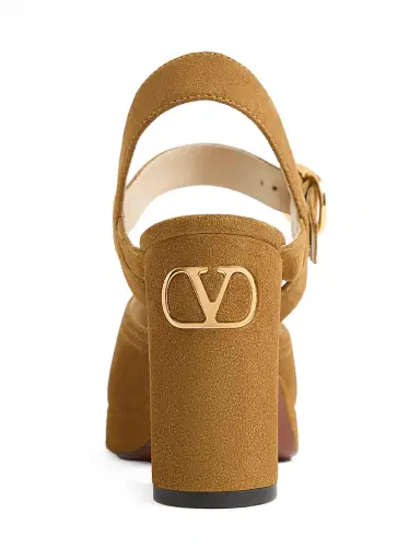 Valentino Garavani Women's Fawcette Platform Crust Leather 100MM Sandals - Havana Beige - Size 11.5 | Thumbnail 5 Valentino Garavani Women's Fawcette Platform Crust Leather 100MM Sandals - Havana Beige - Size 11.5 | Thumbnail 5