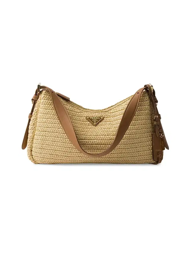 Women's Aimee  Crochet and Leather Shoulder Bag - Beige Khaki
