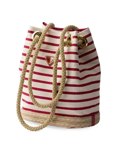 Prada Women's Mariner Striped Bucket Bag - Red White | Thumbnail 3