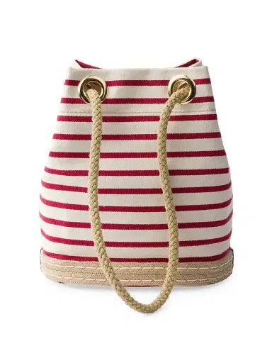 Prada Women's Mariner Striped Bucket Bag - Red White | Thumbnail 4