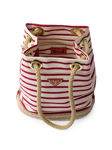 Prada Women's Mariner Striped Bucket Bag - Red White | Thumbnail 5