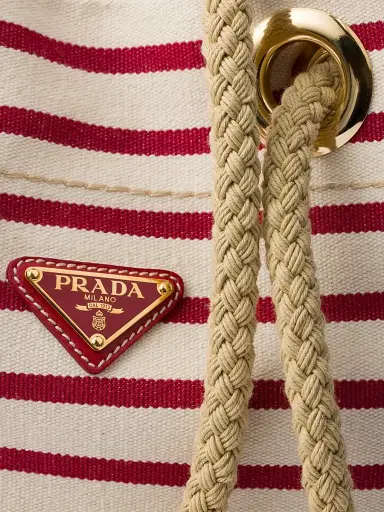 Prada Women's Mariner Striped Bucket Bag - Red White | Thumbnail 6