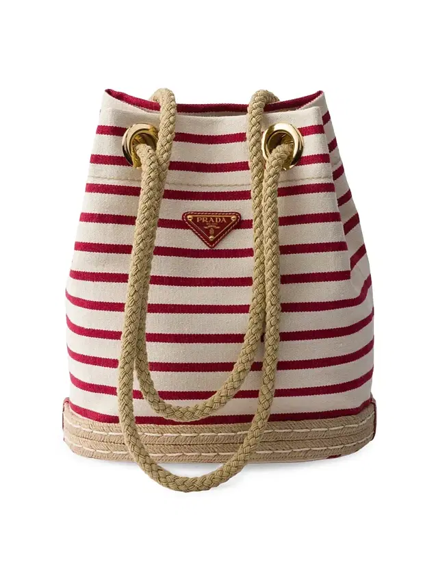Women's Mariner Striped Bucket Bag - Red White