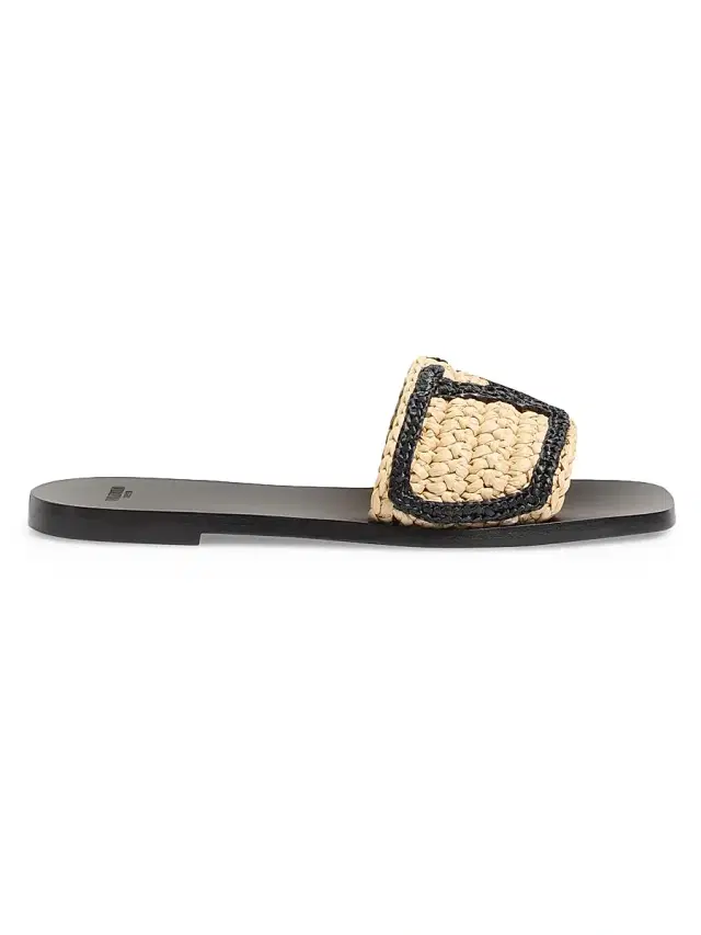 Valentino Garavani Women's Viva Superstar Slide Sandals in Raffia - Natural