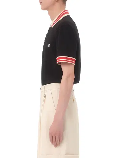 Valentino Men's Cotton Piqué Polo Shirt with VLogo Patch | Thumbnail 3