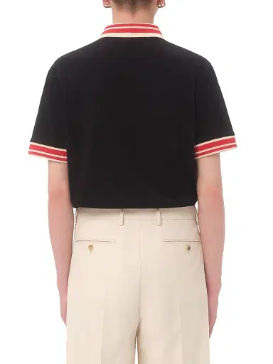 Valentino Men's Cotton Piqué Polo Shirt with VLogo Patch | Thumbnail 4