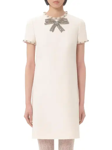 Valentino Garavani Women's Embroidered Crepe Couture Short Dress - Ivory - Size 4 | Thumbnail 3 Valentino Garavani Women's Embroidered Crepe Couture Short Dress - Ivory - Size 4 | Thumbnail 3