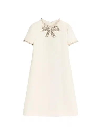 Valentino Garavani Women's Embroidered Crepe Couture Short Dress - Ivory - Size 4 | Thumbnail 1 Valentino Garavani Women's Embroidered Crepe Couture Short Dress - Ivory - Size 4 | Thumbnail 1