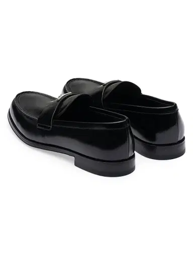 Prada Men's Brushed Leather Loafers - Black - Size 10 | Thumbnail 3